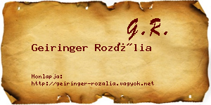 Geiringer Rozália névjegykártya